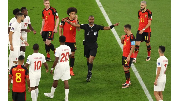 Referee Janny Sikazwe during Canada vs. Belgium
