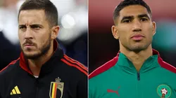Eden Hazard of Belgium and Achraf Hakimi of Morocco