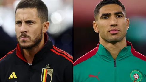 Eden Hazard of Belgium and Achraf Hakimi of Morocco