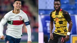 Cristiano Ronaldo of Portugal and Mubarak Wakaso of Ghana