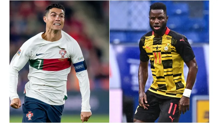 Cristiano Ronaldo of Portugal and Mubarak Wakaso of Ghana