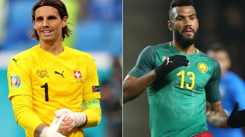 Yann Sommer of Switzerland and Eric Maxim Choupo-Moting of Cameroon