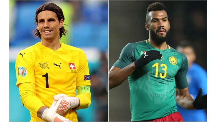 Yann Sommer of Switzerland and Eric Maxim Choupo-Moting of Cameroon