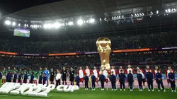 Teams line up prior to a FIFA World Cup Qatar 2022 match
