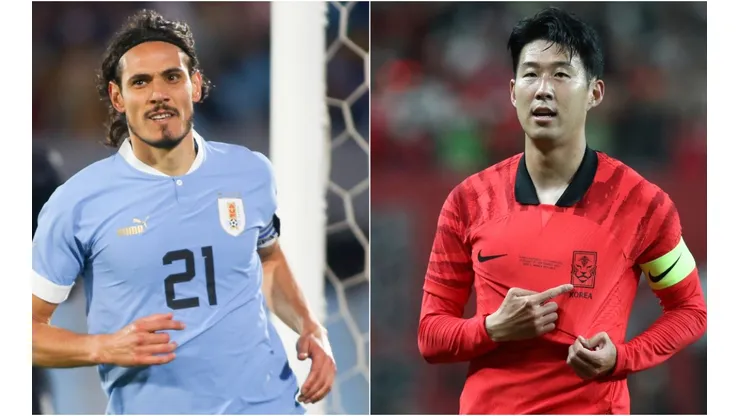 Edison Cavani of Uruguay and Son Heung-Min of South Korea
