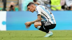 Angel Di Maria of Argentina reacts after the 2-1 loss during the FIFA World Cup Qatar 2022 Group C match between Argentina and Saudi Arabia at Lusail Stadium on November 22, 2022 in Lusail City, Qatar.