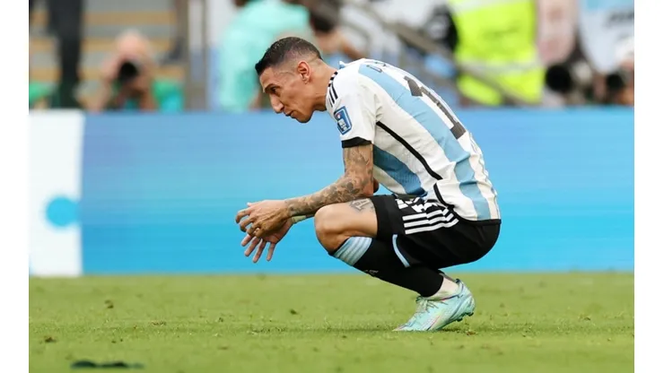 Angel Di Maria of Argentina reacts after the 2-1 loss during the FIFA World Cup Qatar 2022 Group C match between Argentina and Saudi Arabia at Lusail Stadium on November 22, 2022 in Lusail City, Qatar.