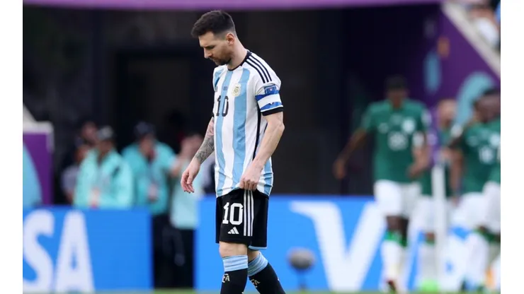 Lionel Messi looks down in Argentina's 1-2 loss to Saudi Arabia.