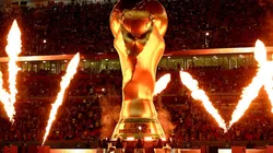 Fireworks explode prior to a FIFA World Cup Qatar 2022 match