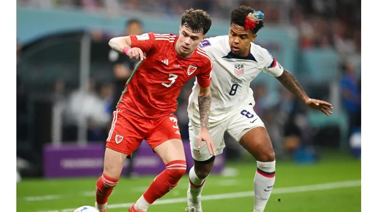 Neco Williams of Wales (left) and Weston McKennie of the USA.