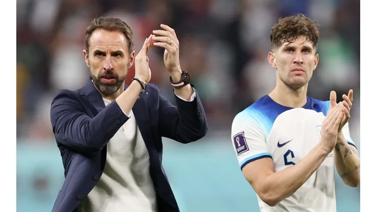 Gareth Southgate and John Stones of England applauds the fans after their sides victory during the FIFA World Cup Qatar 2022 Group B match between England and IR Iran at Khalifa International Stadium on November 21, 2022 in Doha, Qatar.