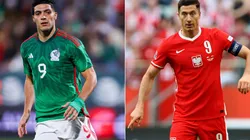Raul Jimenez of Mexico and Robert Lewandowski of Poland