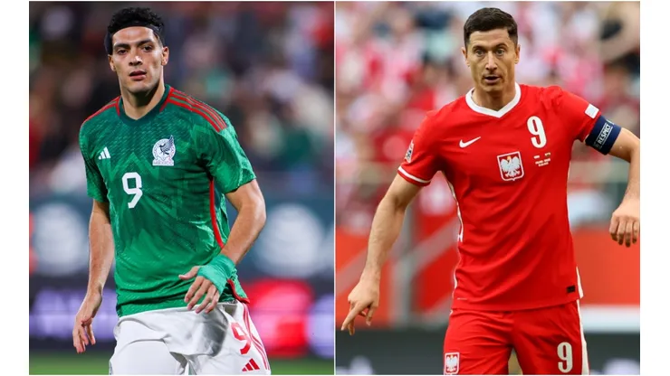Raul Jimenez of Mexico and Robert Lewandowski of Poland