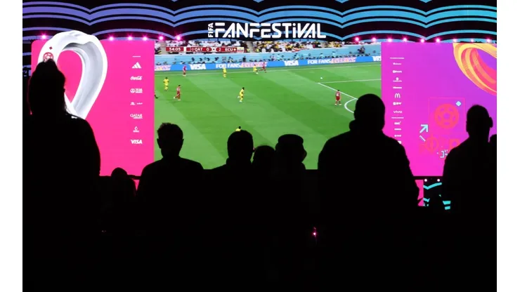 Fans watch the opening match of the 2022 FIFA World Cup