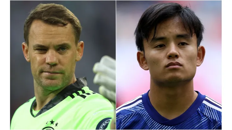 Manuel Neuer of Germany and Takefusa Kubo of Japan