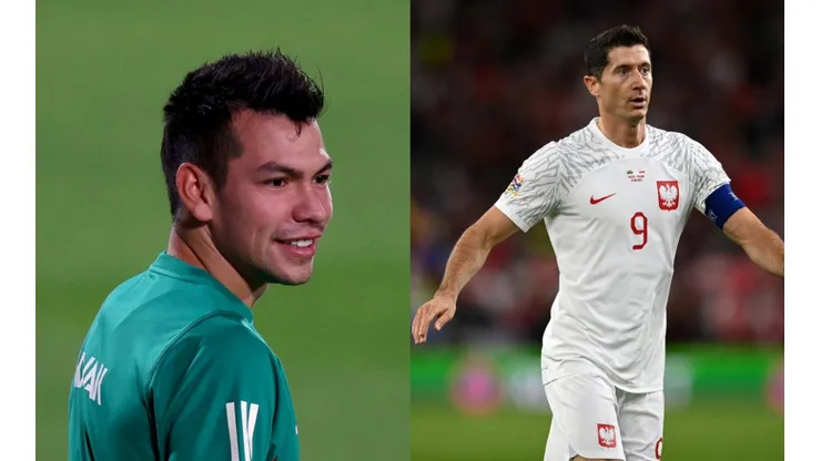 Hirving Lozano of Mexico and Robert Lewandowski of Poland