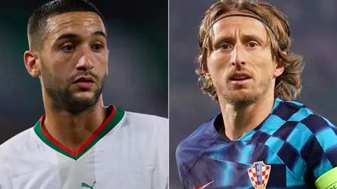 Hakim Ziyech of Morocco and Luka Modric of Croatia