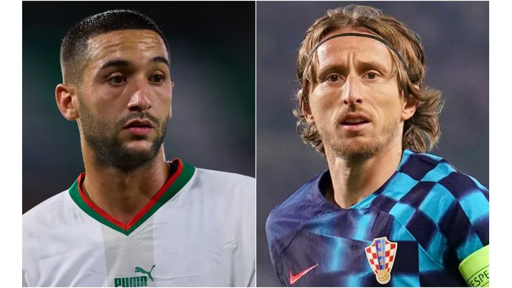 Hakim Ziyech of Morocco and Luka Modric of Croatia