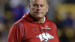 Head coach Sam Pittman of the Arkansas Razorbacks