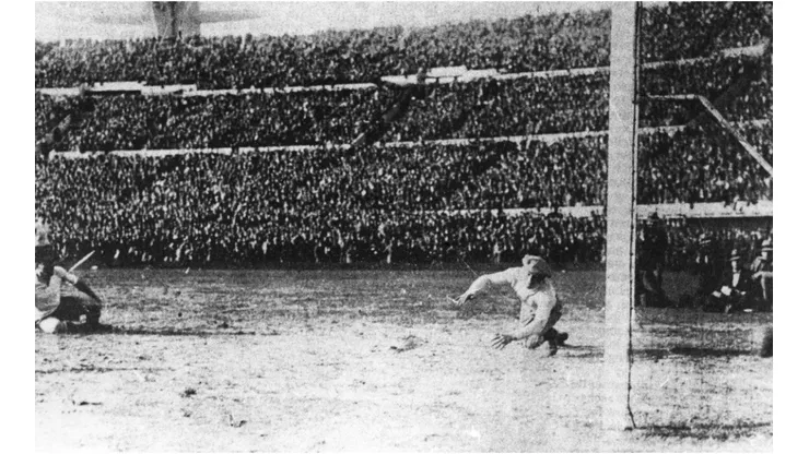 Another goal is scored for Uruguay during the final of the first World Cup