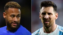 Neymar of Brazil and Lionel Messi of Argentina