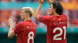 Egzijan Alioski and Eljif Elmas of North Macedonia
