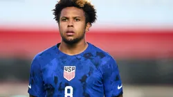Weston McKennie of The United States looks on during the international friendly match between Saudi Arabia and United States at Estadio Nueva Condomina on September 27, 2022 in Murcia, Spain.
