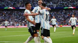 Lautaro Martinez of Argentina celebrates scoring