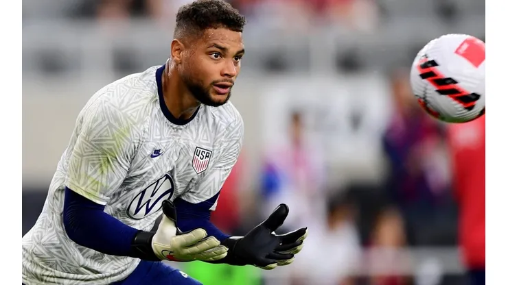 Zack Steffen #13 of the United States warms up before a 2022 World Cup Qualifying match against Costa Rica at Lower.com Field on October 13, 2021 in Columbus, Ohio.