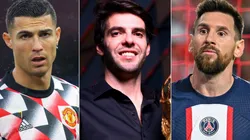 Cristiano Ronaldo, Kaka, and Lionel Messi