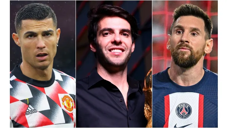 Cristiano Ronaldo, Kaka, and Lionel Messi