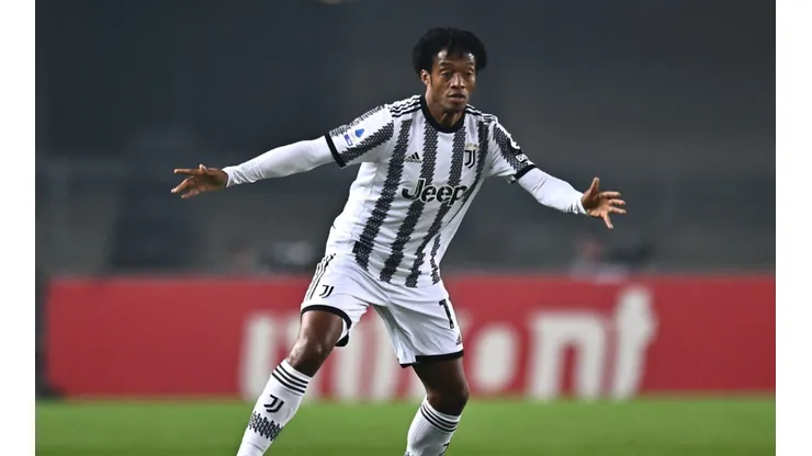 Juan Cuadrado of Juventus in a game vs Hellas Verona