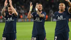 Lionel Messi, Neymar and Kylian Mbappe of PSG