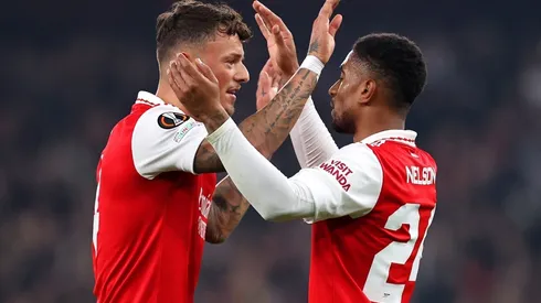 Ben White and Reiss Nelson of Arsenal