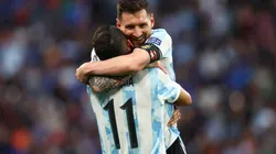 Lionel Messi and Angel Di Maria of Argentina