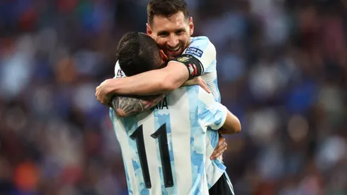 Lionel Messi and Angel Di Maria of Argentina