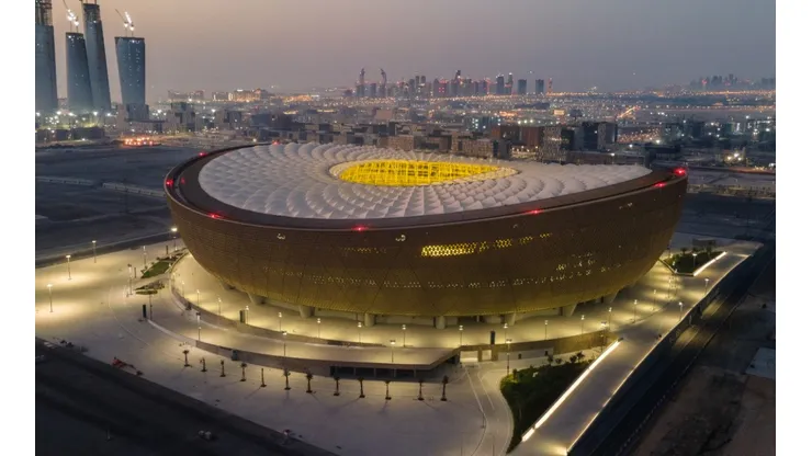 An aerial view of Lusail Stadium in Doha, Qatar