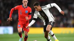 Jamal Musiala of Germany and Phil Foden of England