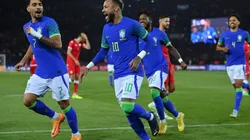 Neymar of Brazil celebrates after scoring