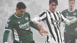 Koray Gunter of Hellas Verona and Dusan Vlahovic of Juventus