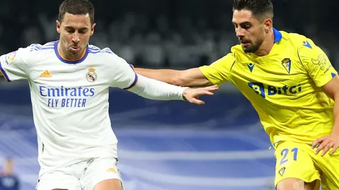 Eden Hazard of Real Madrid and Ruben Sobrino of Cadiz