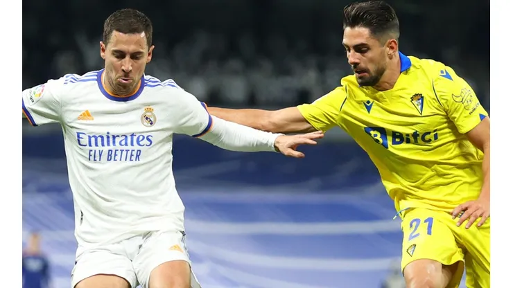 Eden Hazard of Real Madrid and Ruben Sobrino of Cadiz