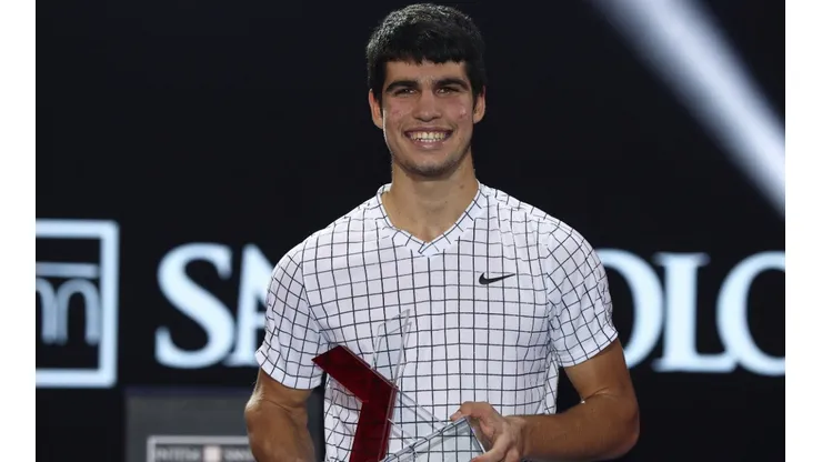 Carlos Alcaraz of Spain after the final match of the 2021 Next Gen ATP Finals