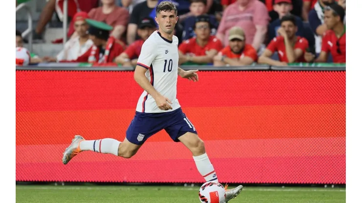 Christian Pulisic #10 of the United States controls the ball against Morocco at TQL Stadium on June 01, 2022 in Cincinnati, Ohio.