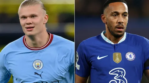 Erling Haaland of Manchester City and Pierre-Emerick Aubameyang of Chelsea