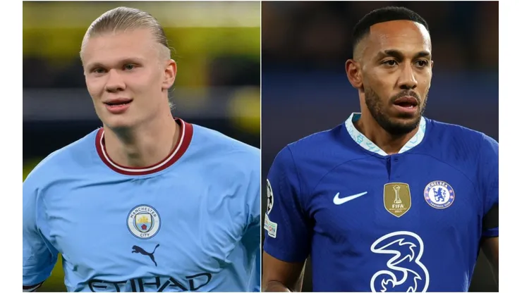 Erling Haaland of Manchester City and Pierre-Emerick Aubameyang of Chelsea