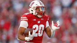 Isaac Guerendo of the Wisconsin Badgers