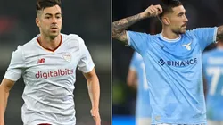 Stephan El Shaarawy of AS Roma (L) and Mattia Zaccagni of Lazio (R)