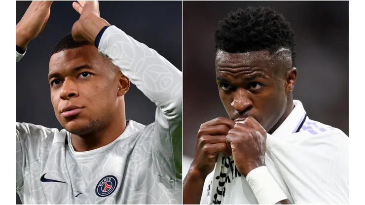Kylian Mbappe of PSG and Vinicius of Real Madrid