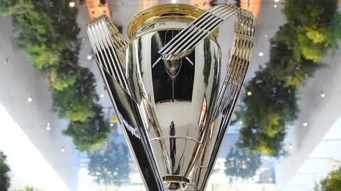 The MLS Cup trophy at the Banc of California Stadium